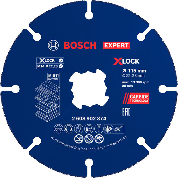 BOSCH EXPERT Multi Material Carbide-Trennscheibe, 115 x 22,23 mm, X-Lock, 10-tlg.