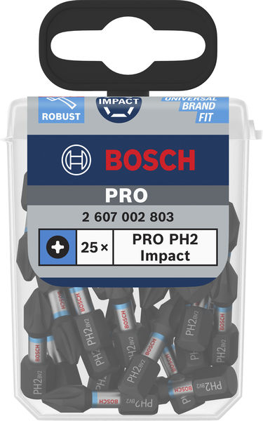 BOSCH PRO Phillips Impact Bit, PH2, 25 mm, Display, 10 x 25-tlg BOSCH PRO Phillips Impact Bit, PH2, 25 mm, Display, 10 x 25-tlg