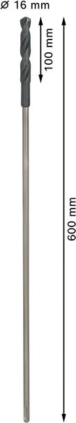 BOSCH PRO Wood HSS Installationsbohrer, 16 x 100 x 600 mm, SDS plus BOSCH PRO Wood HSS Installationsbohrer, 16 x 100 x 600 mm, SDS plus