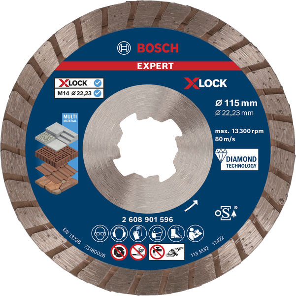 BOSCH EXPERT Multi Material X-LOCK Diamanttrennscheiben, 115x22,23x2,4x12 mm