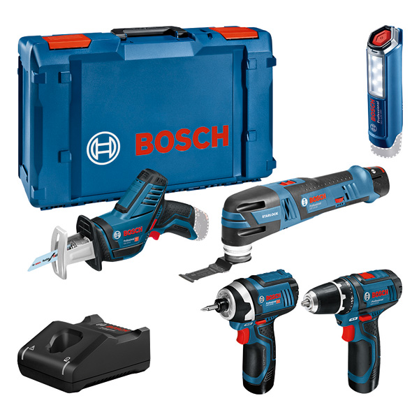 BOSCH Combo Kit 5-tlg. 12V: GSR 12V-15/GOP 12V-28/GDR 12V-105/GSA 12V-14/GLI 12V-300 BOSCH Combo Kit 5-tlg. 12V: GSR 12V-15/GOP 12V-28/GDR 12V-105/GSA 12V-14/GLI 12V-300