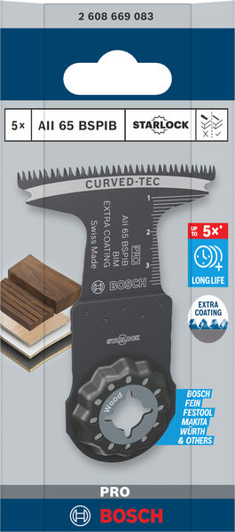 BOSCH PRO AII 65 BSPIB Blatt für Multifunktionswerkzeuge, 65 x 40 mm, 5-tlg.