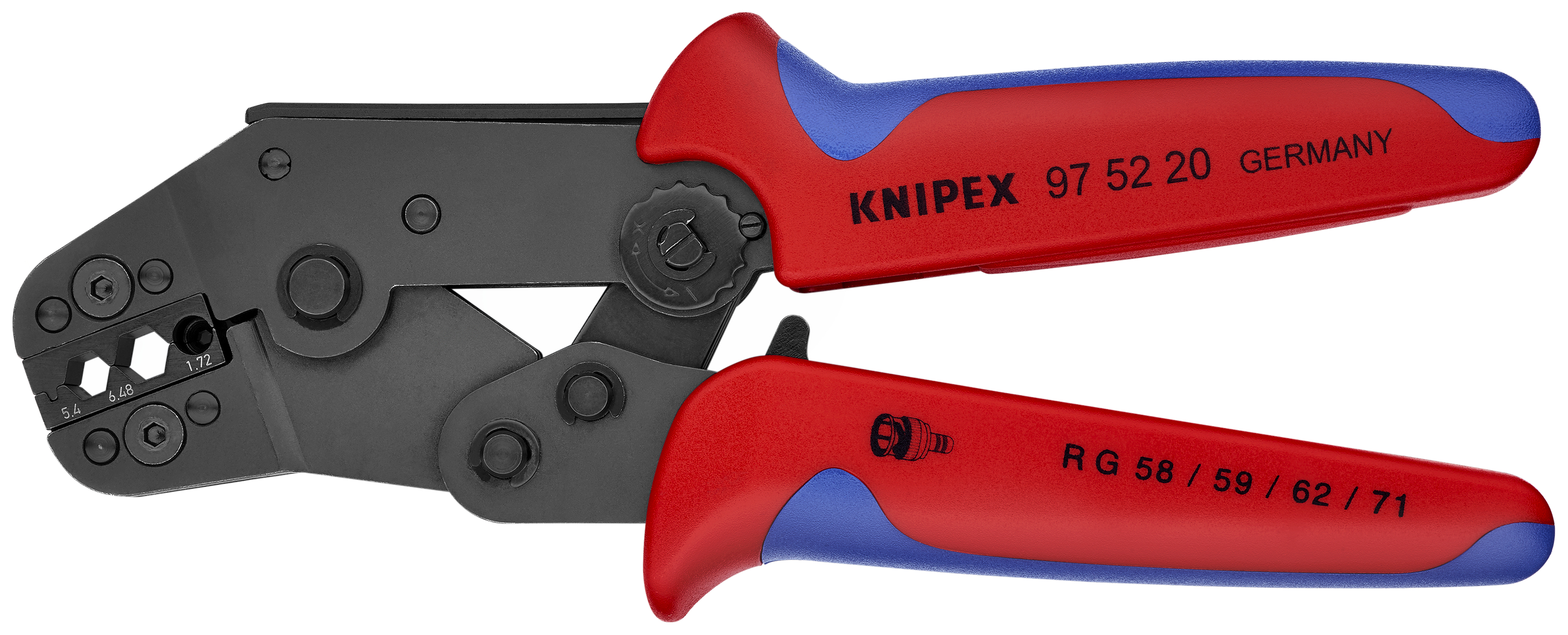 KNIPEX KNIPEX 97 52 20 Crimpzange kurze Bauform 195 mm brüniert mit Mehrkomponenten-Hüllen brüniert