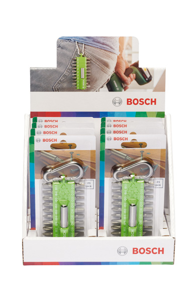 BOSCH 21-teiliges Schrauberbit-Set mit Snap-hook (hellgrün) – Ausstellerversion