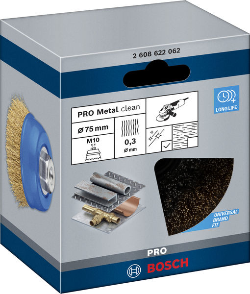 BOSCH PRO Metal clean Topfbürste, 75 x 0,3 mm, Gewinde BOSCH PRO Metal clean Topfbürste, 75 x 0,3 mm, Gewinde