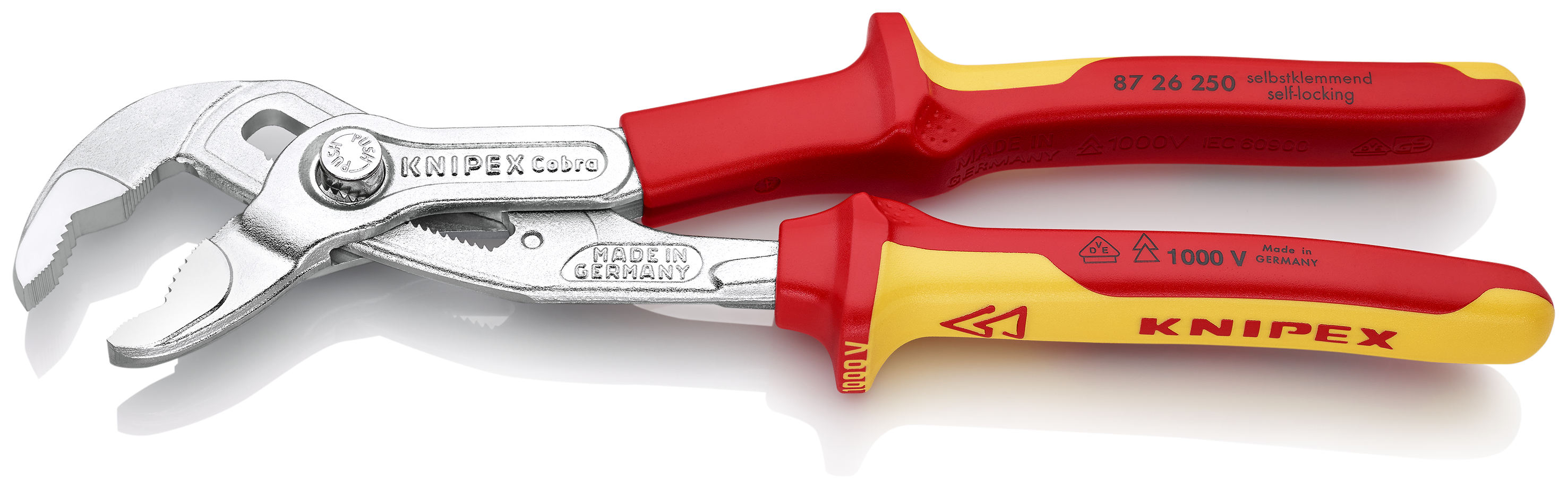 KNIPEX KNIPEX 87 26 250 Cobra® VDE Hightech-Wasserpumpenzange, isoliert 250 mm verchromt isoliert mit Mehrkomponenten-Hüllen, VDE-geprüft KNIPEX KNIPEX 87 26 250 Cobra® VDE Hightech-Wasserpumpenzange, isoliert 250 mm verchromt isoliert mit Mehrkomponenten-Hüllen, VDE-geprüft