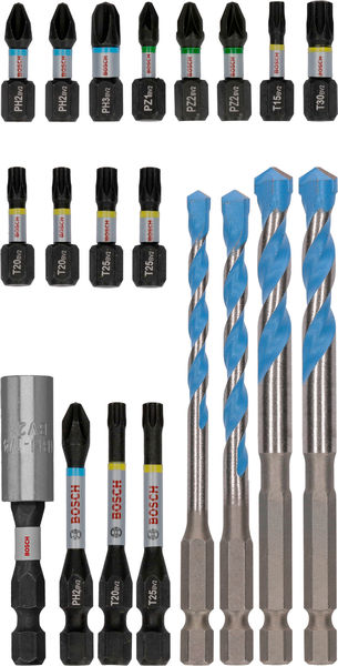 BOSCH PRO Impact Schrauberbits und Multi Construction Bohrer Set, 20-tlg.