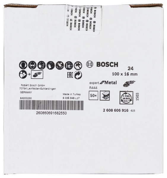 BOSCH Fiberschleifscheibe R444 Expert for Metal, Korund, 100 mm, 16 mm, 24 BOSCH Fiberschleifscheibe R444 Expert for Metal, Korund, 100 mm, 16 mm, 24