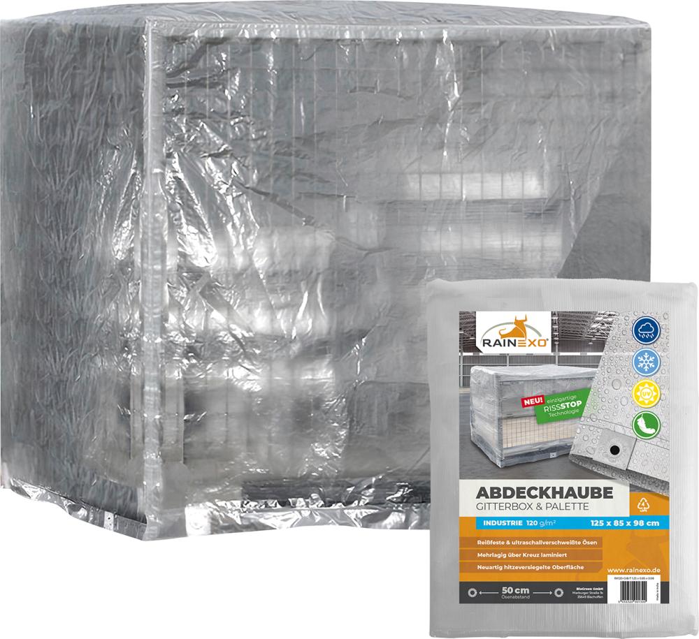 RAINEXO Abdeckhaube - Gitterbox, Silbergrau