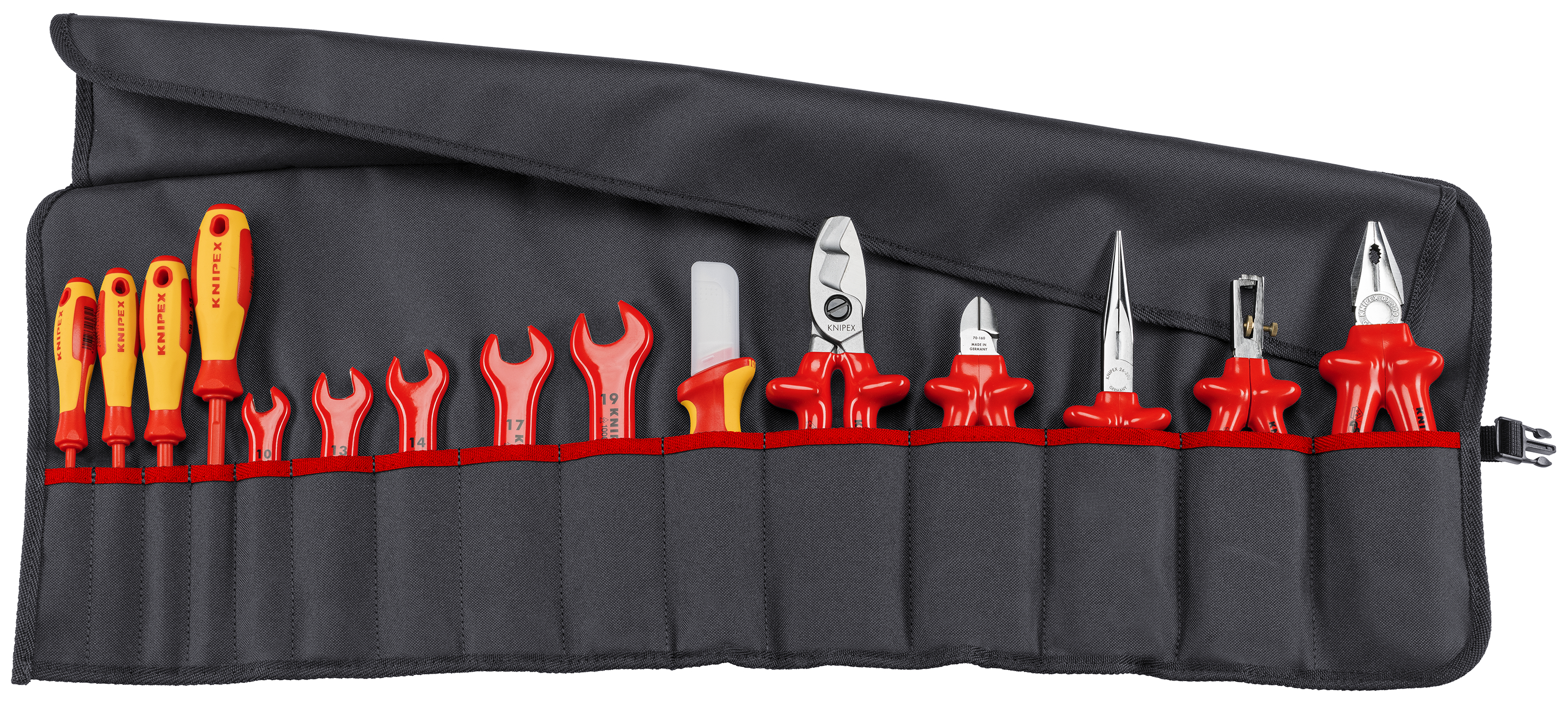 KNIPEX KNIPEX 98 99 13 Werkzeug-Rolltasche 15-teilig mit isolierten Werkzeugen für Arbeiten an elektrischen Anlagen 805 mm