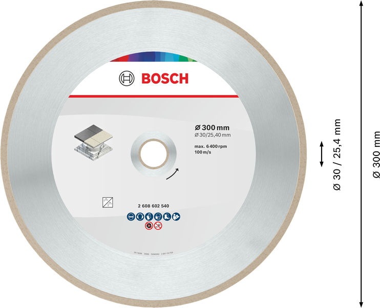 BOSCH Ceramic Trennscheibe, 300 x 7 mm, Bohrung 30/25,40 mm BOSCH Ceramic Trennscheibe, 300 x 7 mm, Bohrung 30/25,40 mm