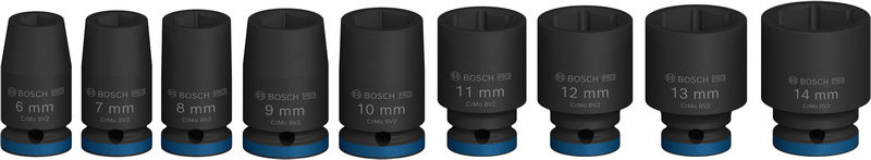 BOSCH PRO Impact Steckschlüsselsatz Set, 1/4", Standard, 9-tlg.