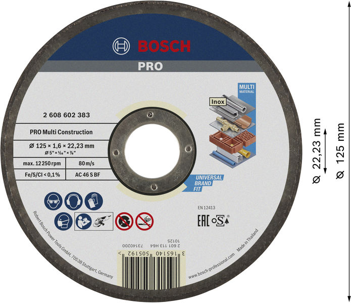 BOSCH PRO Multi Material Trennscheibe, 125 x 1,6 x 22,23 mm