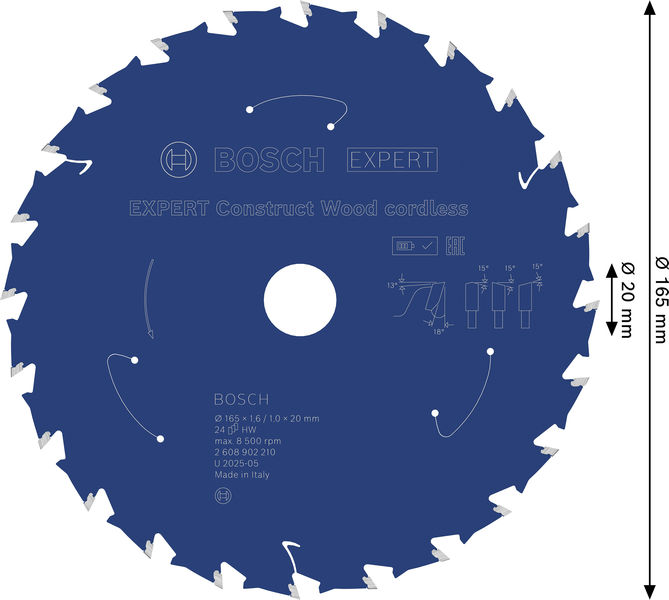 BOSCH EXPERT Construct Wood Kreissägeblatt, 165x1,6x20 mm, T24 BOSCH EXPERT Construct Wood Kreissägeblatt, 165x1,6x20 mm, T24