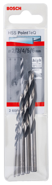 BOSCH HSS-Spiralbohrer-Set PointTeQ, 5-tlg., 2-6 mm BOSCH HSS-Spiralbohrer-Set PointTeQ, 5-tlg., 2-6 mm