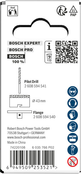 BOSCH Brick and Soft Tile Lochsäge mit Aufsteckhalter, 43 x 60 mm BOSCH Brick and Soft Tile Lochsäge mit Aufsteckhalter, 43 x 60 mm