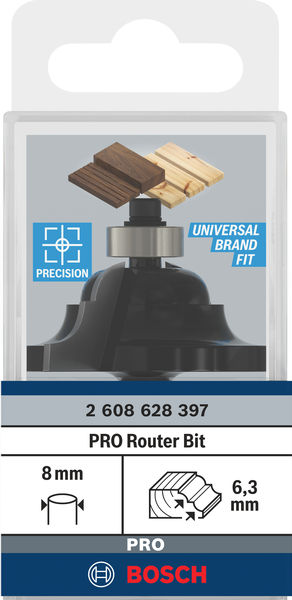 BOSCH PRO Profilnutfräser, R 6,3, Schaft 8 mm