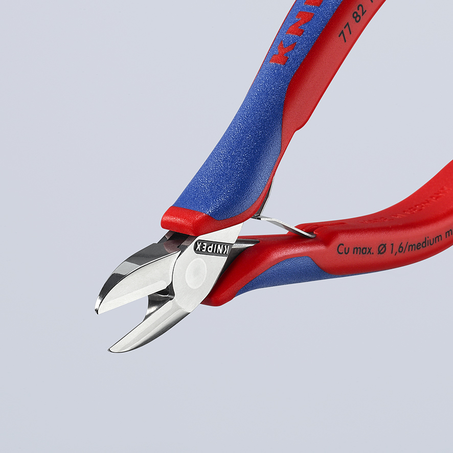 KNIPEX KNIPEX 77 82 130 Elektronik-Seitenschneider mit durchgestecktem Gelenk 130 mm mit Mehrkomponenten-Hüllen spiegelpoliert