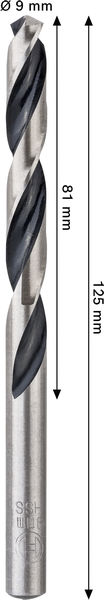 BOSCH Metal HSS Spiralbohrer, 9 x 81 x 125 mm, CYL-Schaft BOSCH Metal HSS Spiralbohrer, 9 x 81 x 125 mm, CYL-Schaft