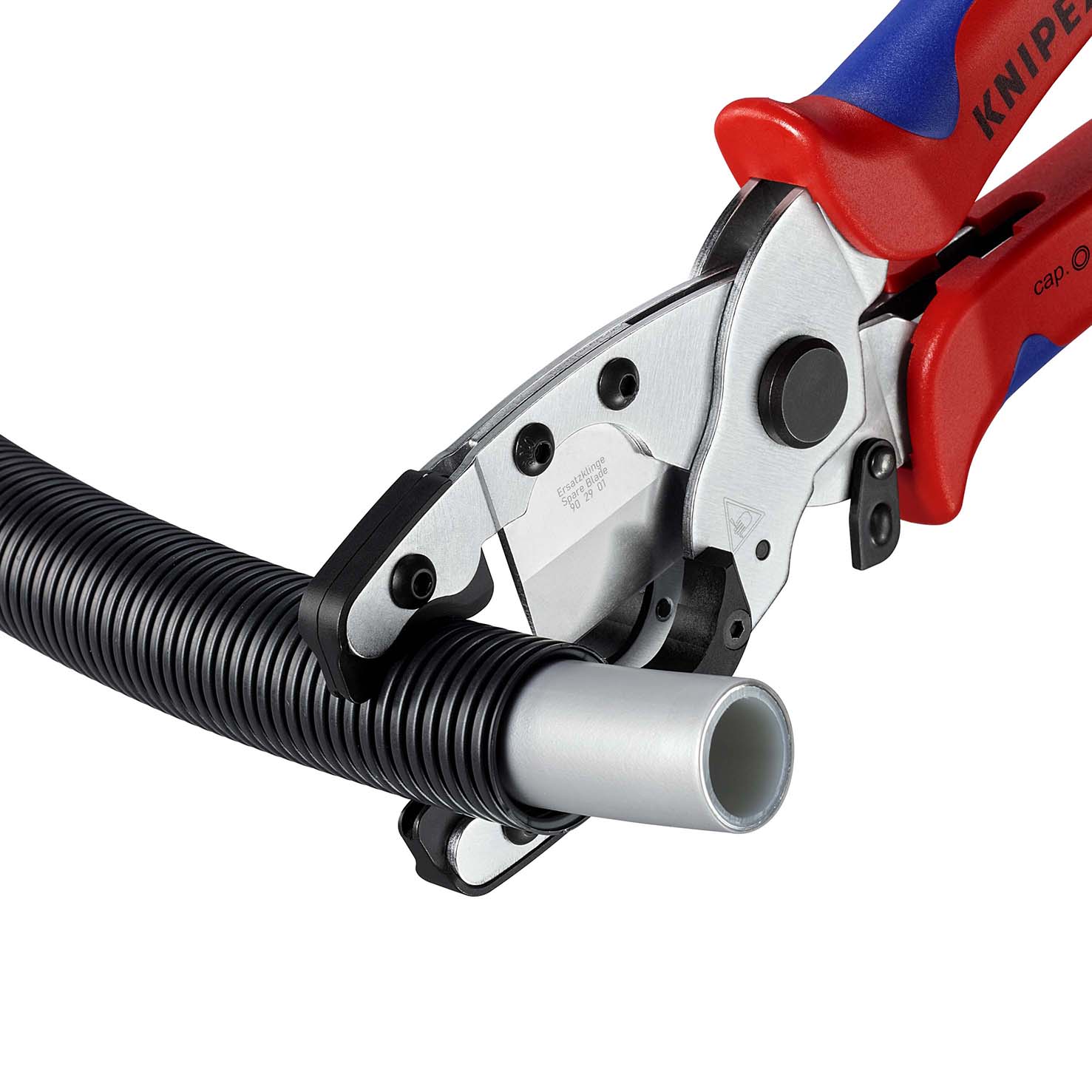 KNIPEX KNIPEX 90 25 20 Rohrschneider für Verbund- und Schutzrohre 210 mm verchromt mit Mehrkomponenten-Hüllen