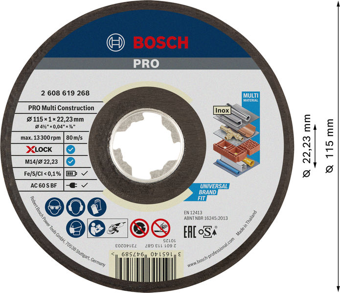BOSCH PRO Multi Material X-Lock Trennscheibe, 115 x 1 x 22,23 mm BOSCH PRO Multi Material X-Lock Trennscheibe, 115 x 1 x 22,23 mm