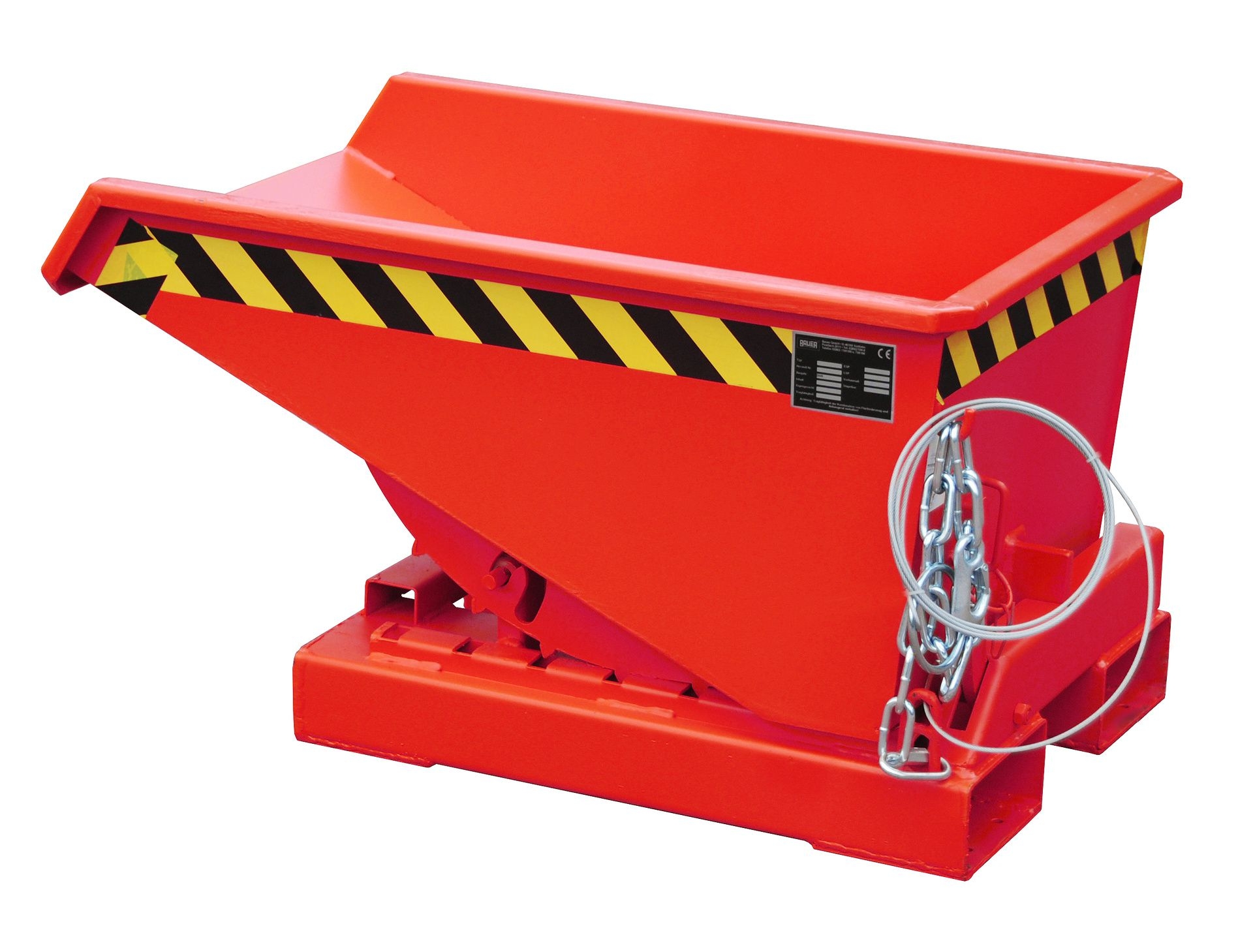 BAUER Kippbehälter EXPO 150, lackiert, RAL 3000 Feuerrot