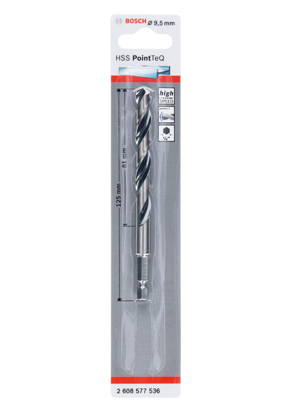 BOSCH HSS PointTeQ Sechskantbohrer 9,5 mm