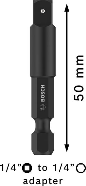 BOSCH PRO Socket Adapter mit Stiftverbindung, 1/4", 50 mm