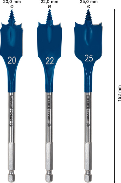 BOSCH EXPERT Self Cut Speed Flachfräsbohrer Set, 20/22/25mm, 3-tlg.