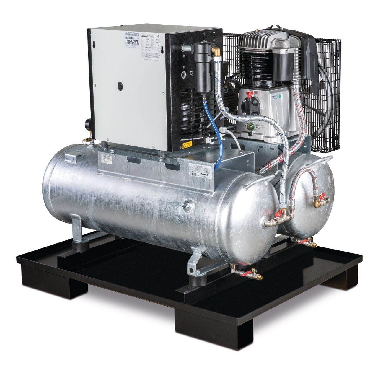 AIRCRAFT Stationärer Kolbenkompressor mit 2x 100 Liter-Druckluftbehältern und Kältetrockner AIRPROFI DUO 853/2x100/10 K AIRCRAFT Stationärer Kolbenkompressor mit 2x 100 Liter-Druckluftbehältern und Kältetrockner AIRPROFI DUO 853/2x100/10 K