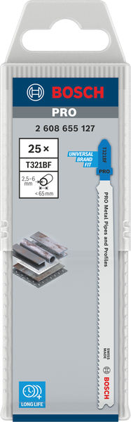 BOSCH PRO Metal Pipes and Profiles T321BF Stichsägeblatt, 132 mm, 25-tlg. BOSCH PRO Metal Pipes and Profiles T321BF Stichsägeblatt, 132 mm, 25-tlg.