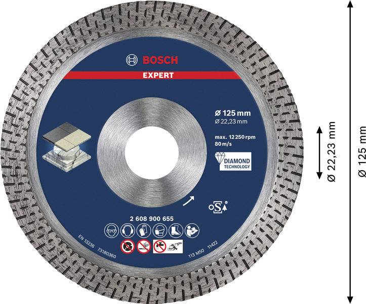 BOSCH EXPERT HardCeramic Diamanttrennscheiben, 125 x 22,23 x 1,4 x 10 mm