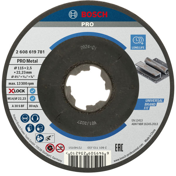 BOSCH PRO Metal X-Lock Trennscheibe, 115 x 2.5 x 22.23 mm, gekröpft