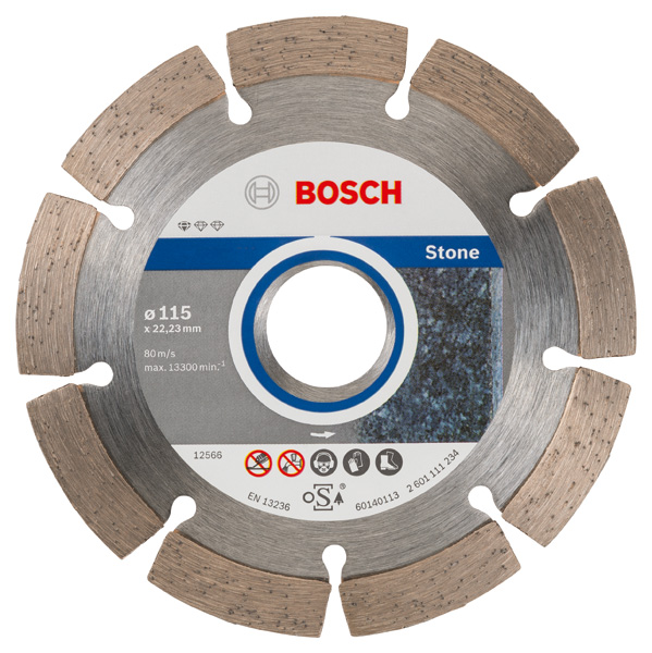 BOSCH Diamanttrennscheibe Standard for Stone, 115 x 22,23 x 1,6 x 10 mm, 10er-Pack