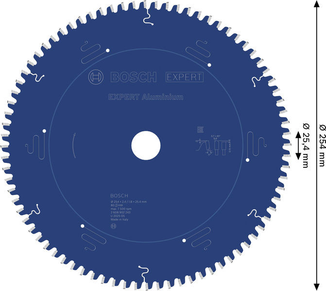 BOSCH EXPERT Aluminium Kreissägeblatt, 254x25,4 mm, Z80