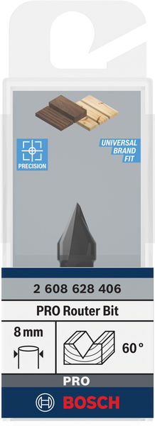 BOSCH PRO V-Nutfräser, 60° x Ø 11, Schaft 8 mm BOSCH PRO V-Nutfräser, 60° x Ø 11, Schaft 8 mm