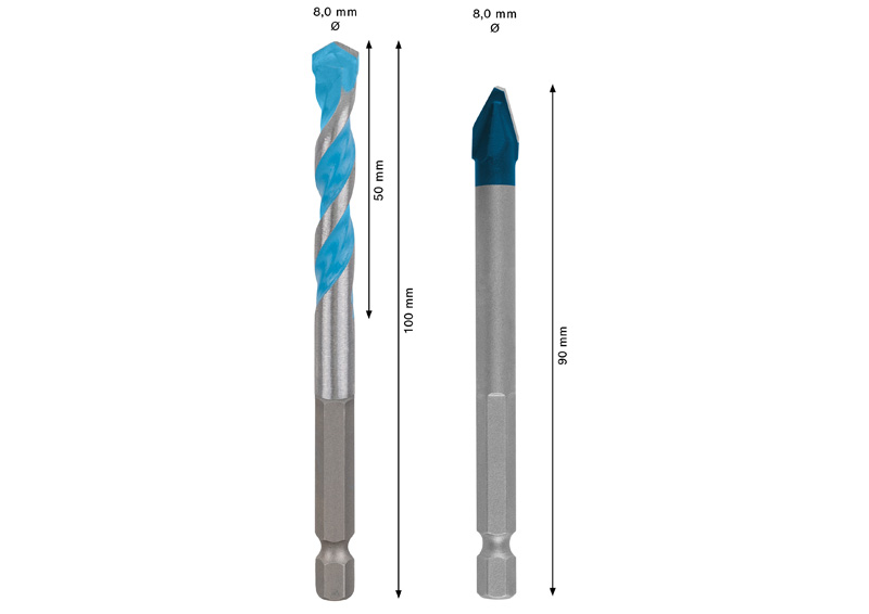 BOSCH EXPERT HEX-9 Hard Ceramic+EXPERT HEX-9 Multi Construction Bohrer-Set, 8mm, 2tlg.