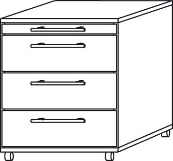 N.A. Rollcontainer Nussbaum 3 Schübe