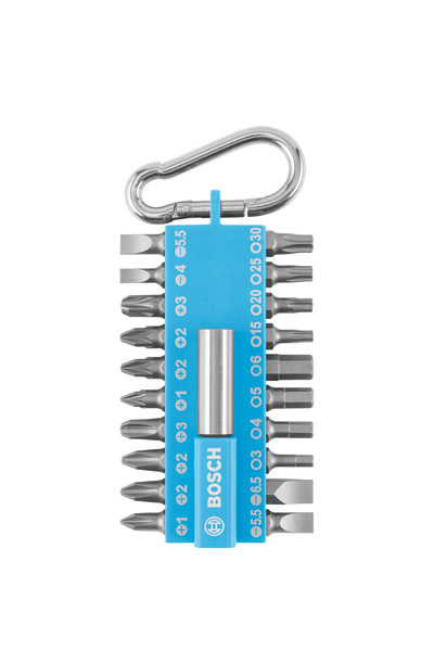 BOSCH 21-teiliges Schrauberbit-Set mit Snap-hook (hellblau) – Ausstellerversion