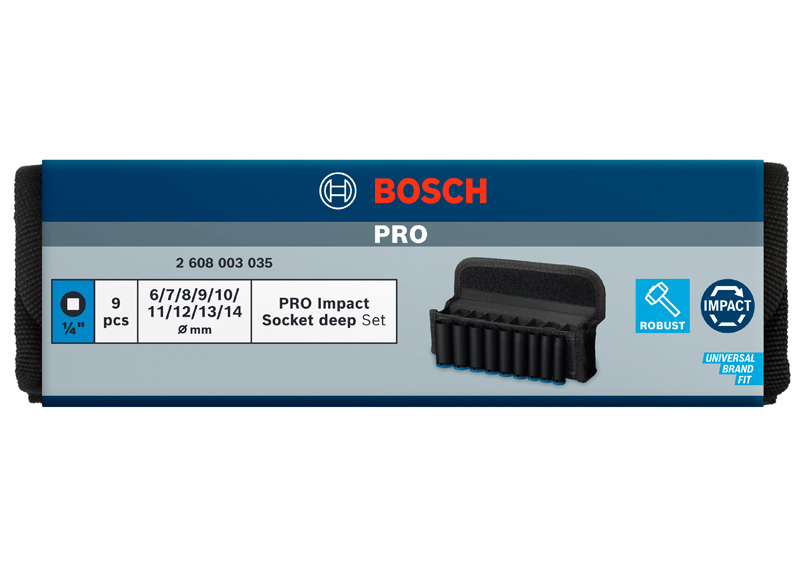 BOSCH PRO Impact Steckschlüsselsatz Set, 1/4", tief, 9-tlg. BOSCH PRO Impact Steckschlüsselsatz Set, 1/4", tief, 9-tlg.