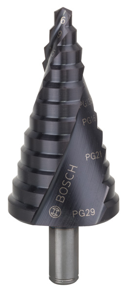 BOSCH Stufenbohrer HSS-AlTiN, 6 - 37 mm, 10 mm, 93 mm, 12 Stufen