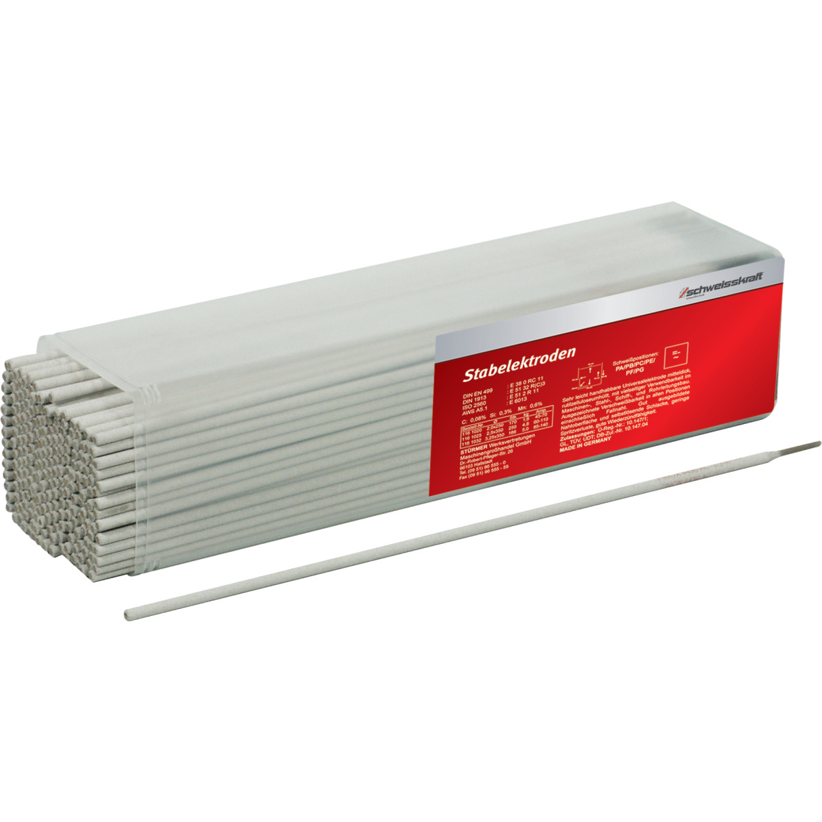 STÜRMER Stabelektrode Schweisskraft 4370 AC 3,2 x 350 mm, 39 Stück