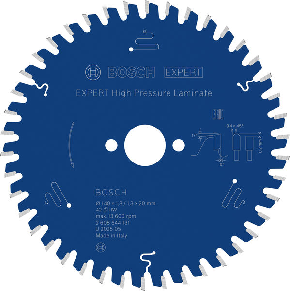 BOSCH EXPERT High Pressure Laminate Kreissägeblatt, 140x1,8/1,3x20 mm, Z42