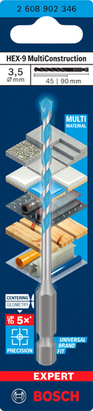 BOSCH EXPERT HEX-9 Multi Construction Bohrer, 3.5x45x90 mm