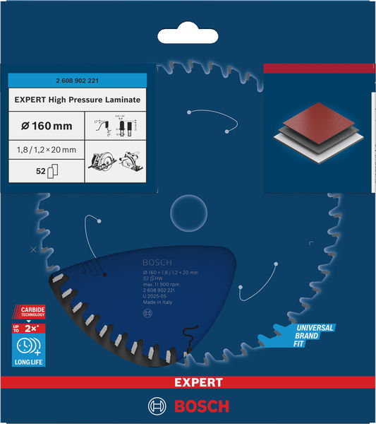 BOSCH EXPERT High Pressure Laminate Kreissägeblatt, 160x20 mm, Z52 BOSCH EXPERT High Pressure Laminate Kreissägeblatt, 160x20 mm, Z52