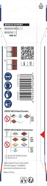 BOSCH EXPERT HEX-9 Hard Ceramic+EXPERT HEX-9 Multi Construction Bohrer-Set, 8mm, 2tlg.
