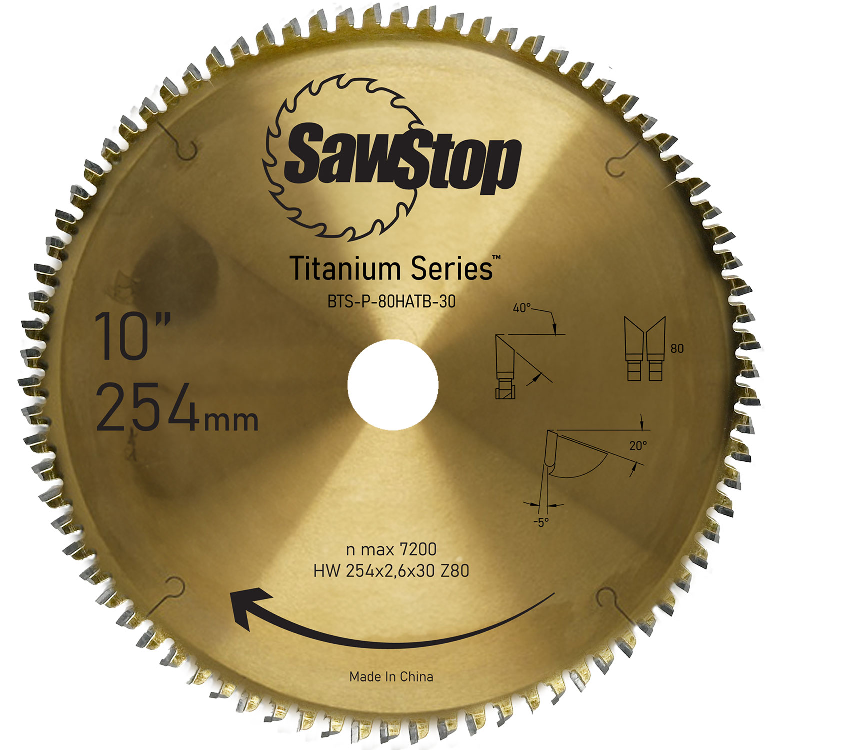 SAWSTOP TITANIUM Sägeblatt 254x3,2/2,4x30, WZ80 SAWSTOP TITANIUM Sägeblatt 254x3,2/2,4x30, WZ80