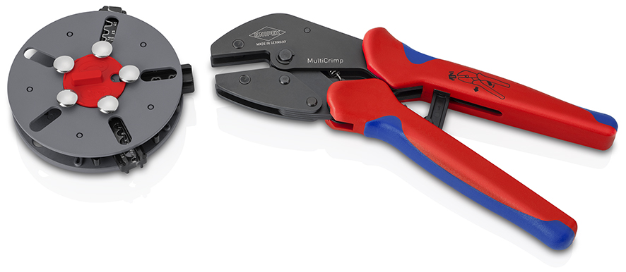 KNIPEX KNIPEX 97 33 03 MultiCrimp® Crimpzange mit Wechselmagazin 250 mm brüniert mit Mehrkomponenten-Hüllen