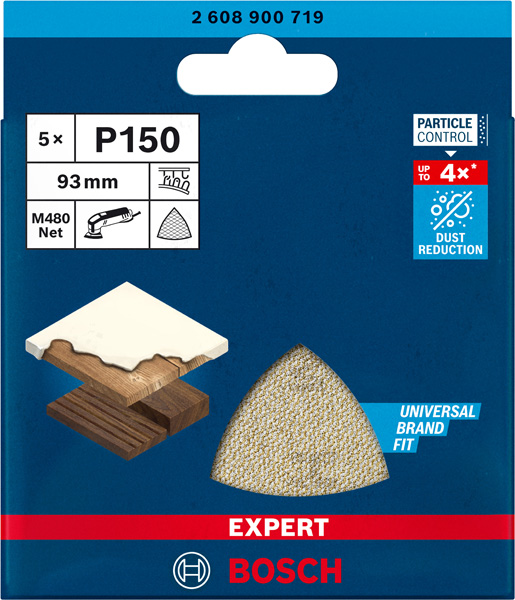 BOSCH EXPERT M480 Schleifnetz, 93x93mm, K150, 5-tlg. BOSCH EXPERT M480 Schleifnetz, 93x93mm, K150, 5-tlg.