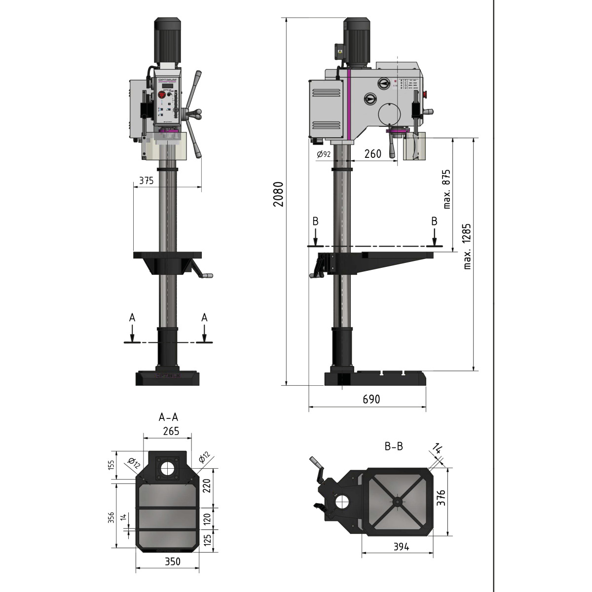 STÜRMER Säulenbohrmaschine Optimum OPTIdrill DH 28GSV